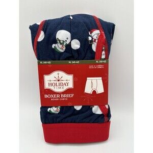 Holiday Time Christmas Boxer Briefs Snowman Print Holiday Men X Large (40-42)NEW